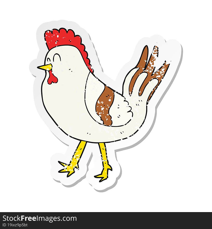 retro distressed sticker of a cartoon chicken