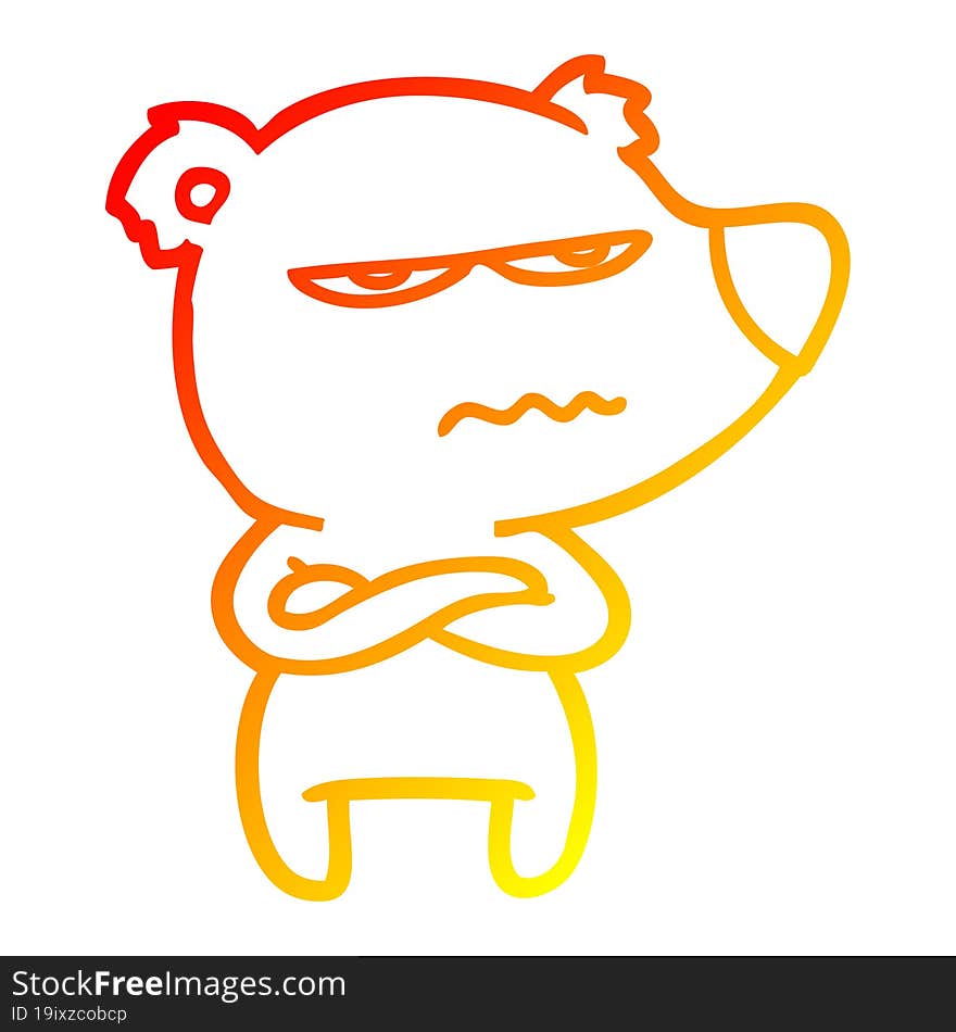 warm gradient line drawing annoyed bear cartoon