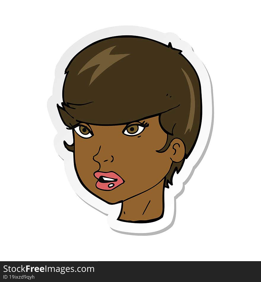 sticker of a cartoon pretty female face