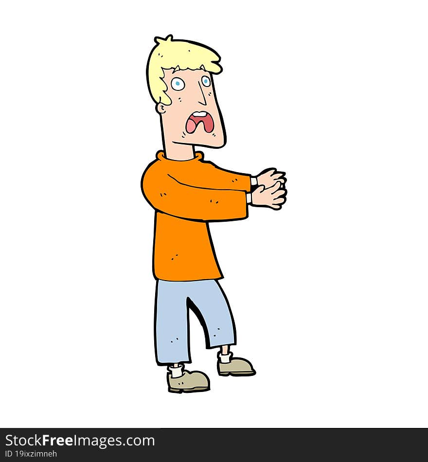 Cartoon Terrified Man