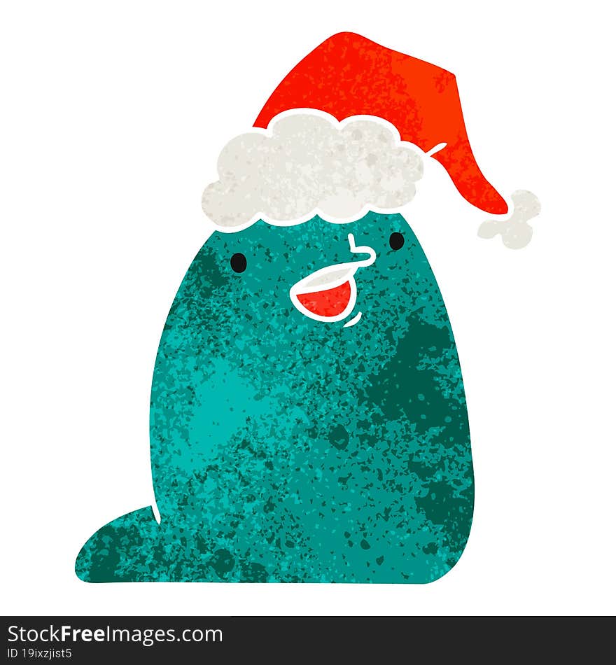 Christmas Retro Cartoon Of Kawaii Slug