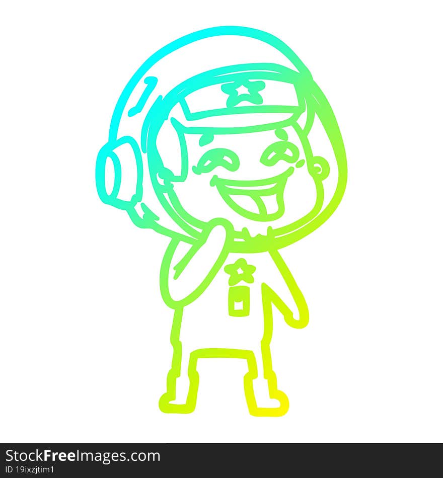 cold gradient line drawing cartoon laughing astronaut