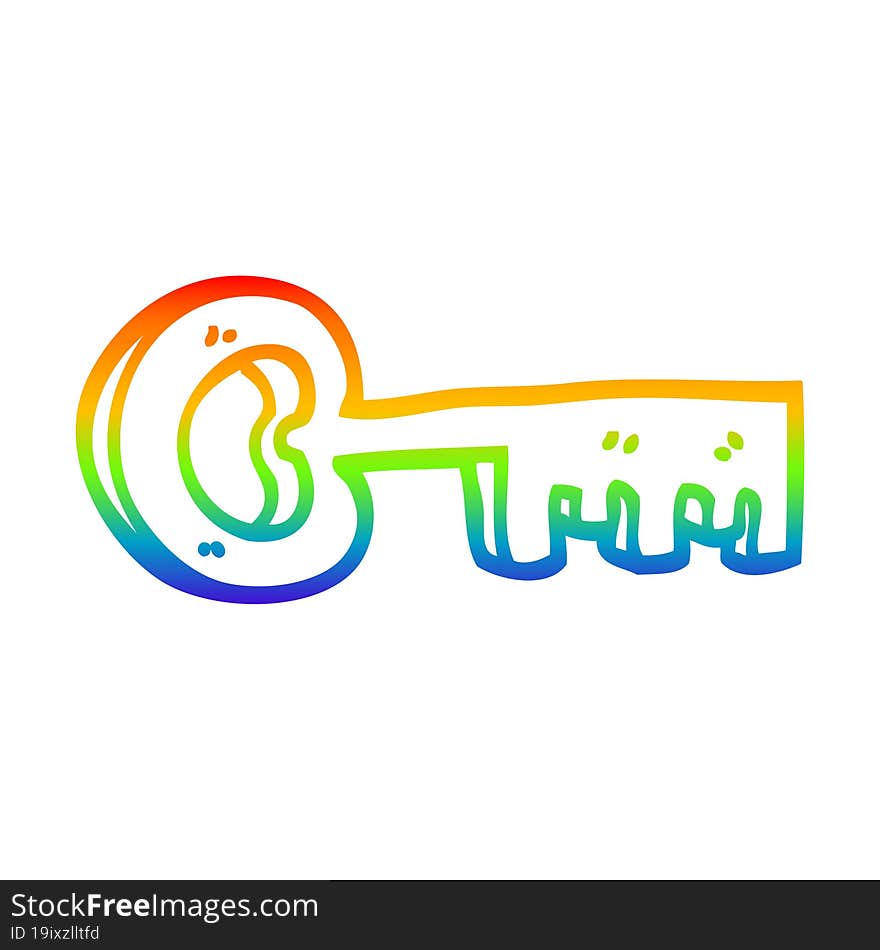 rainbow gradient line drawing cartoon gold key