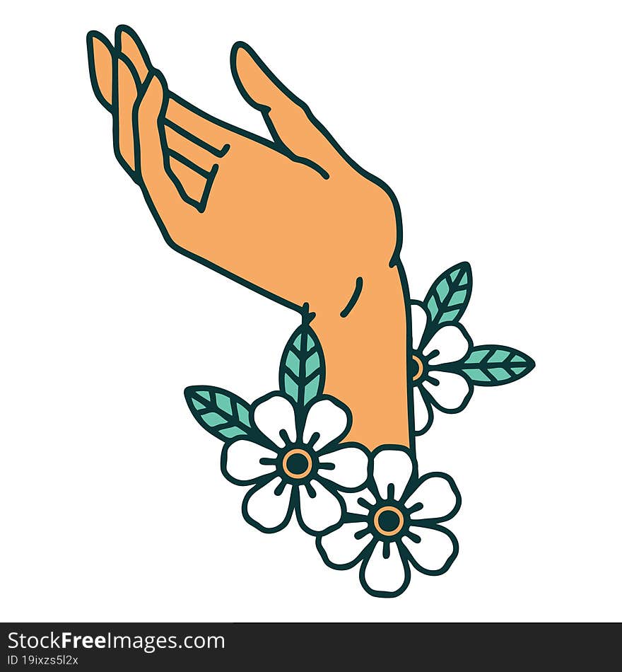 iconic tattoo style image of a hand. iconic tattoo style image of a hand