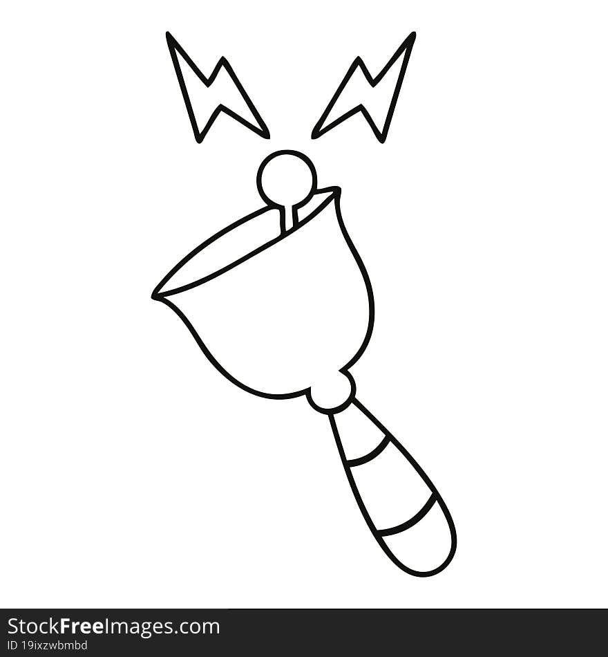 line drawing cartoon of a ringing hand bell