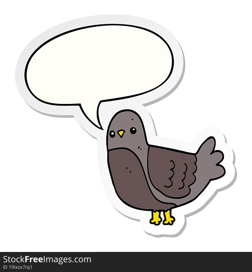 Cartoon Bird And Speech Bubble Sticker