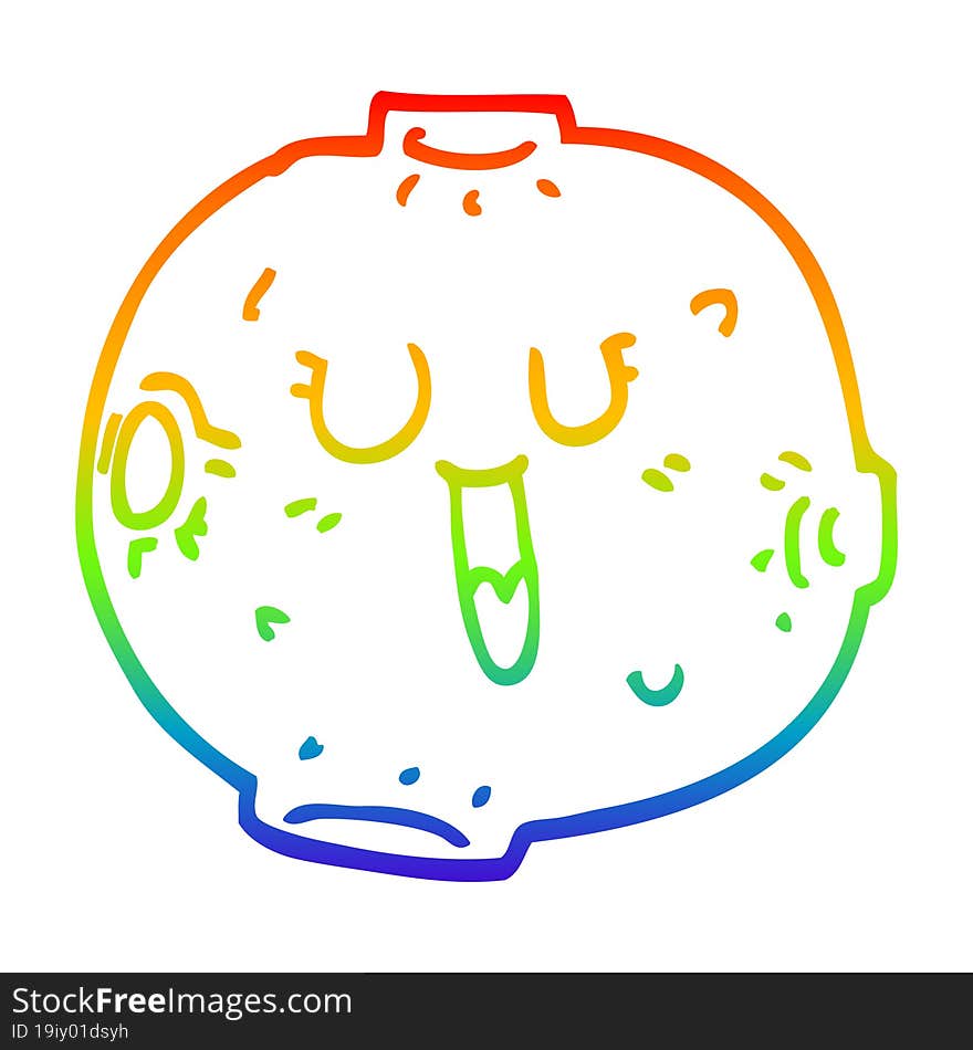 Rainbow Gradient Line Drawing Happy Cartoon Moon