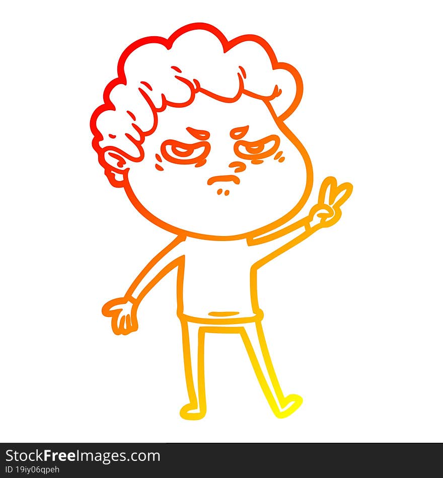 warm gradient line drawing cartoon angry man