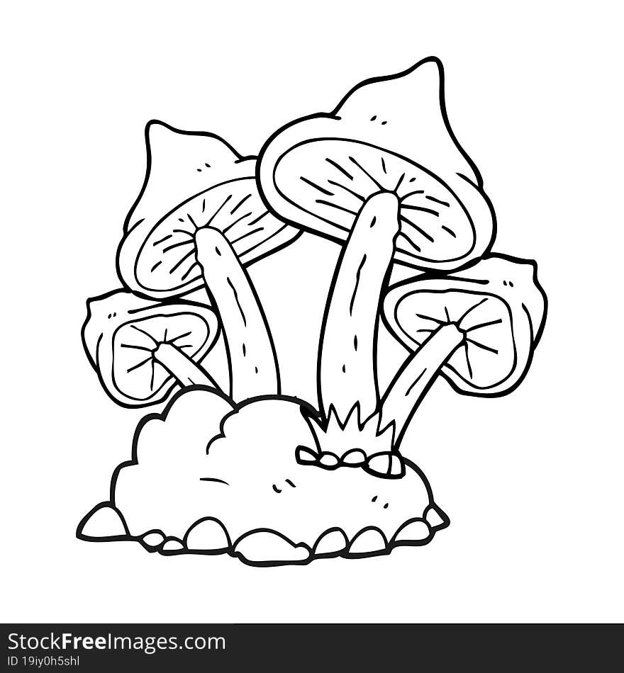 Black And White Cartoon Mushrooms