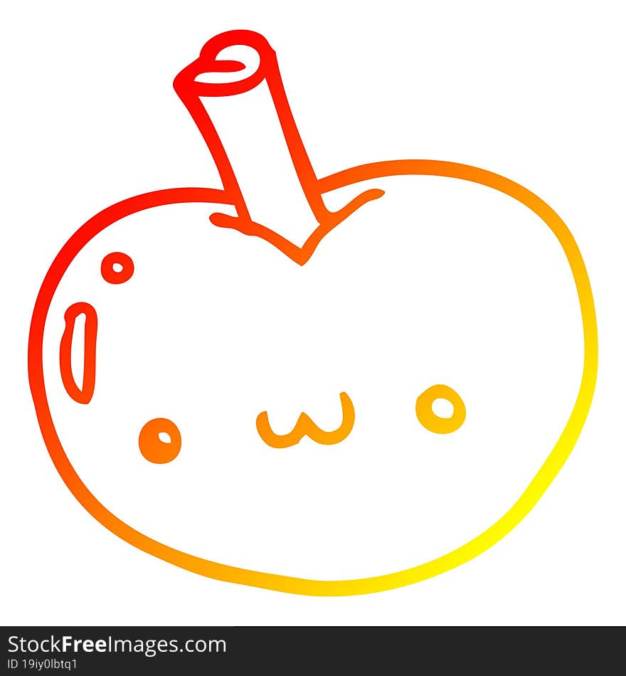 warm gradient line drawing cartoon apple