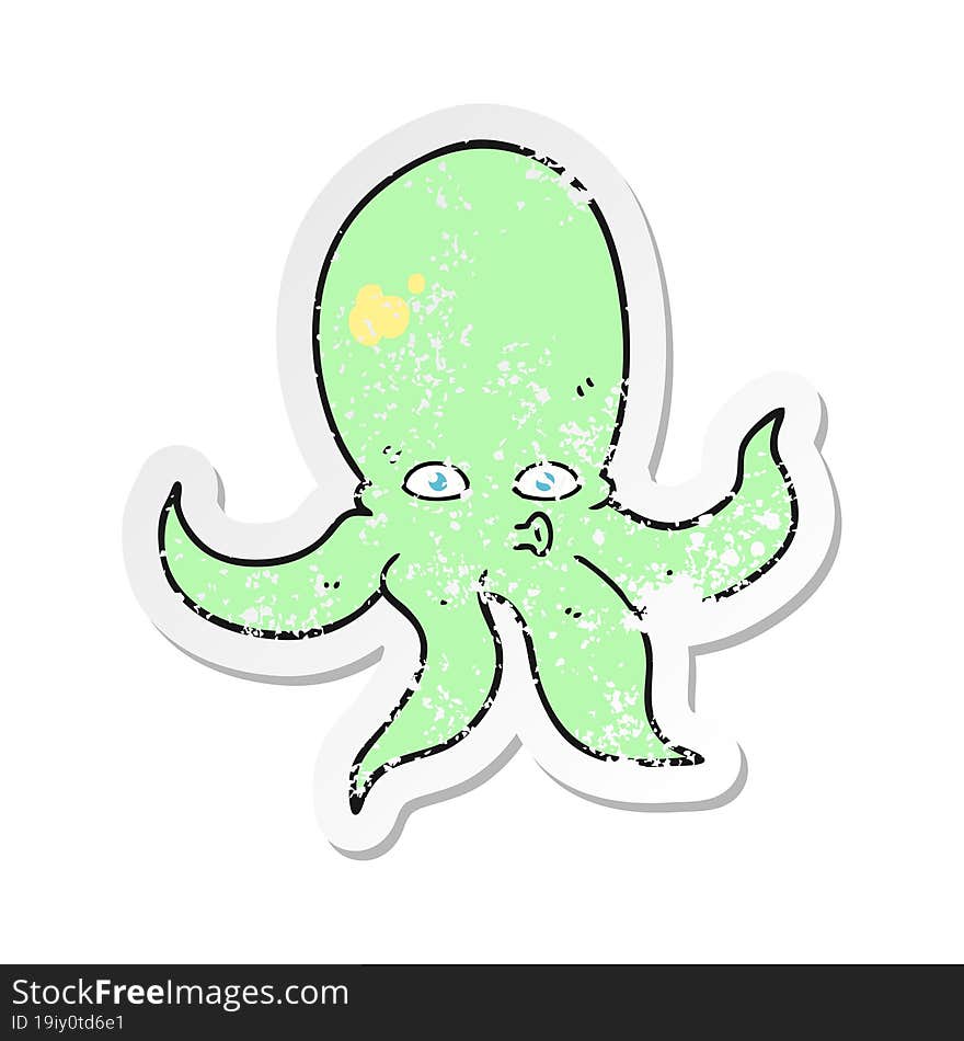 retro distressed sticker of a cartoon octopus