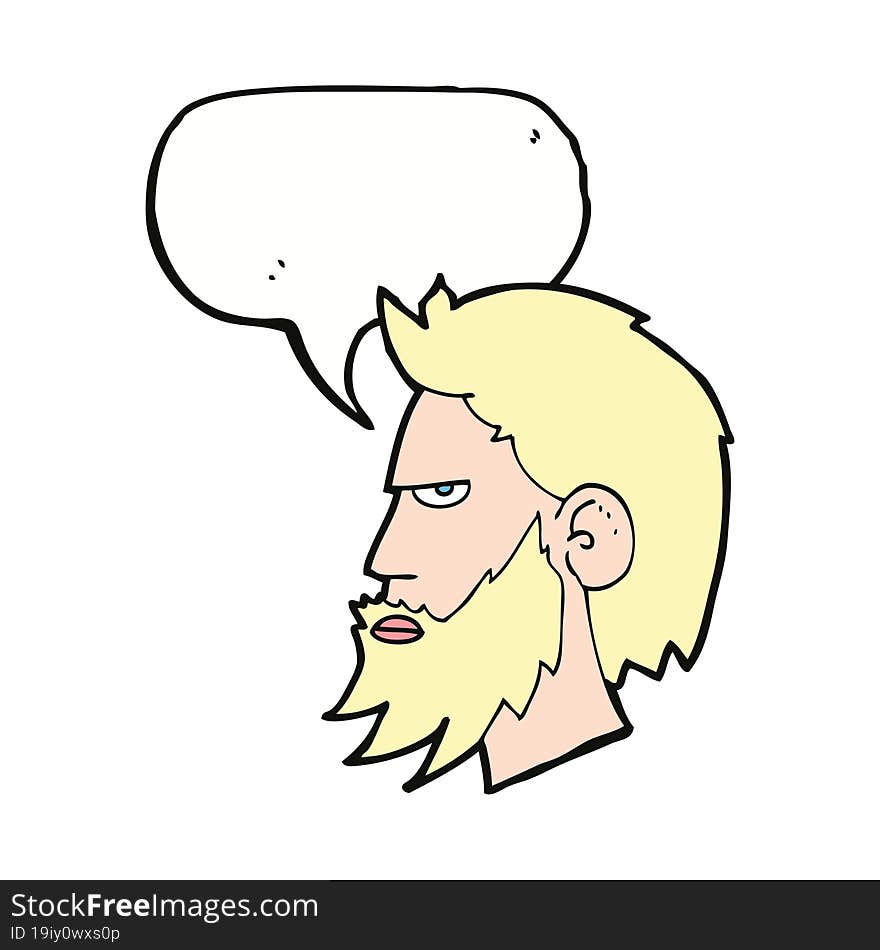 cartoon man with beard with speech bubble