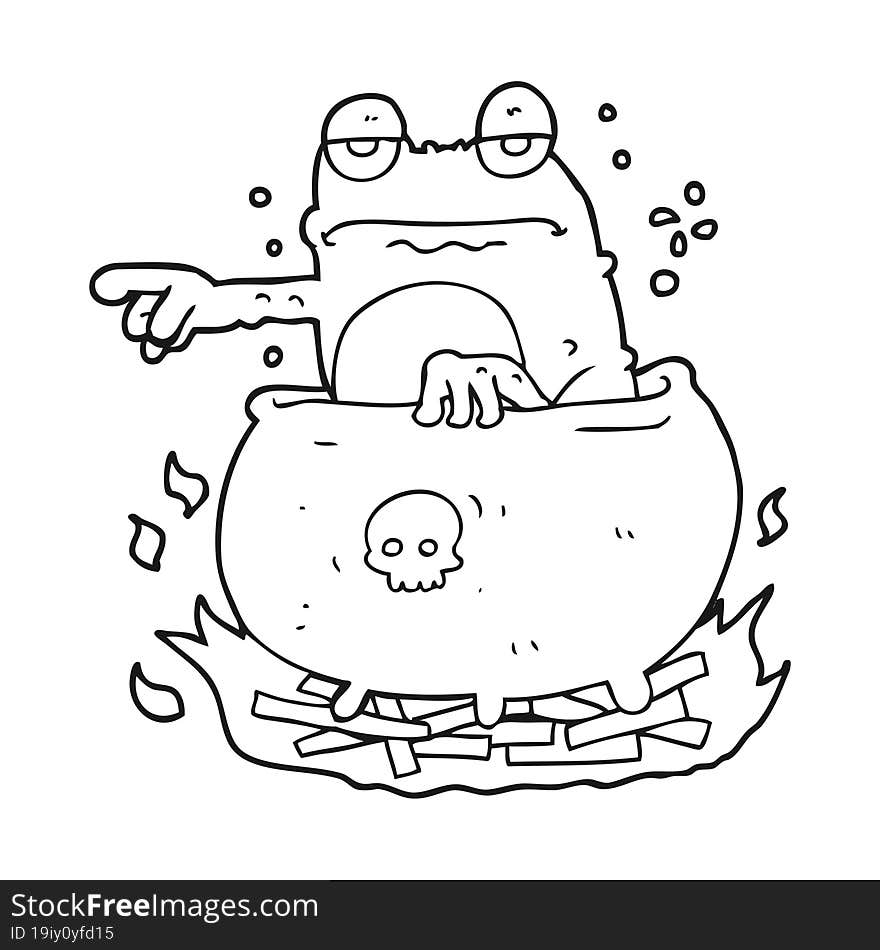 black and white cartoon halloween toad