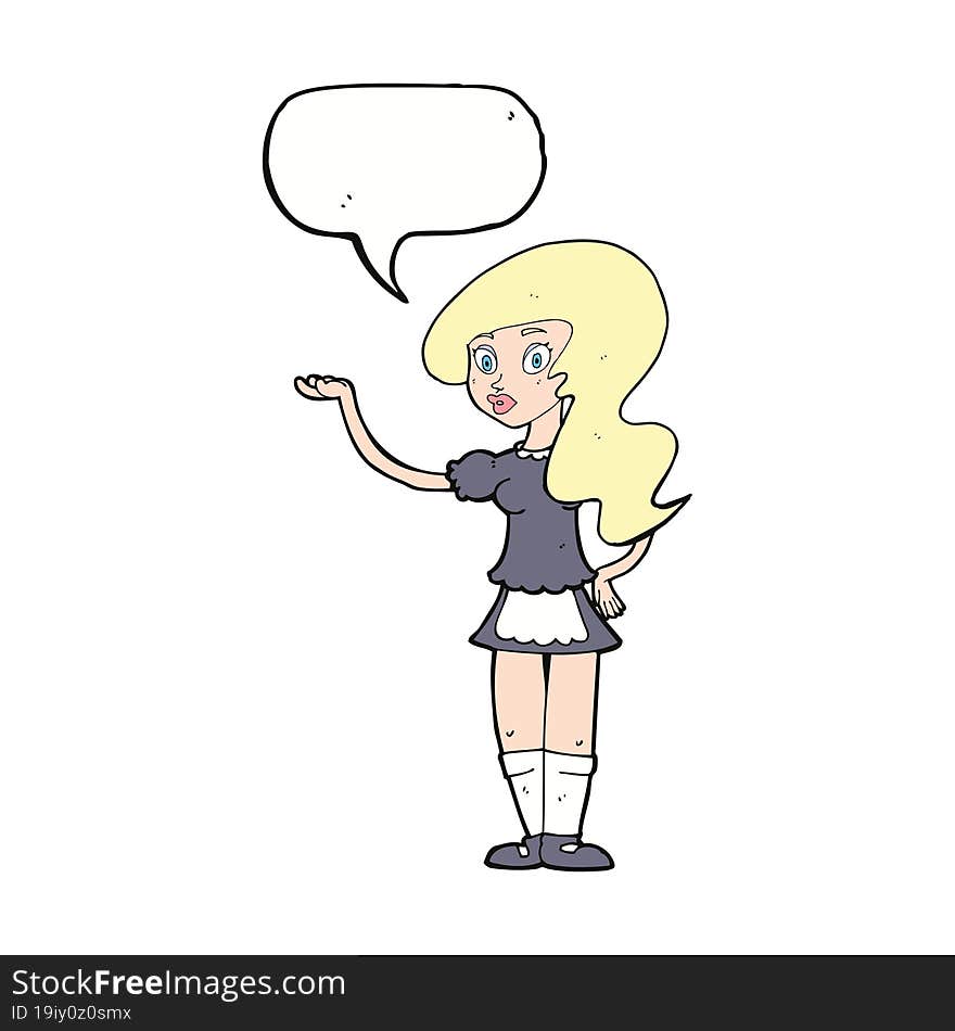 Cartoon Waitress With Speech Bubble