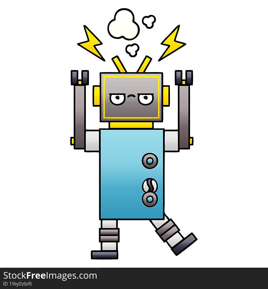 gradient shaded cartoon malfunctioning robot