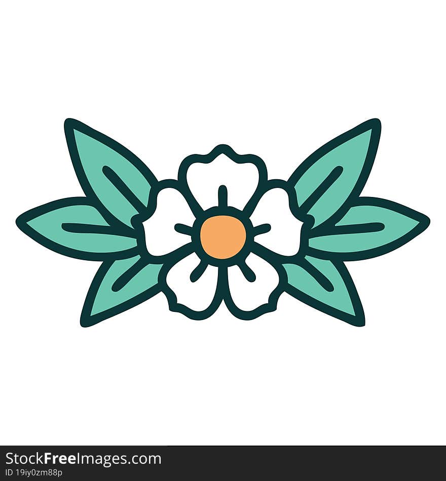 iconic tattoo style image of a flower. iconic tattoo style image of a flower