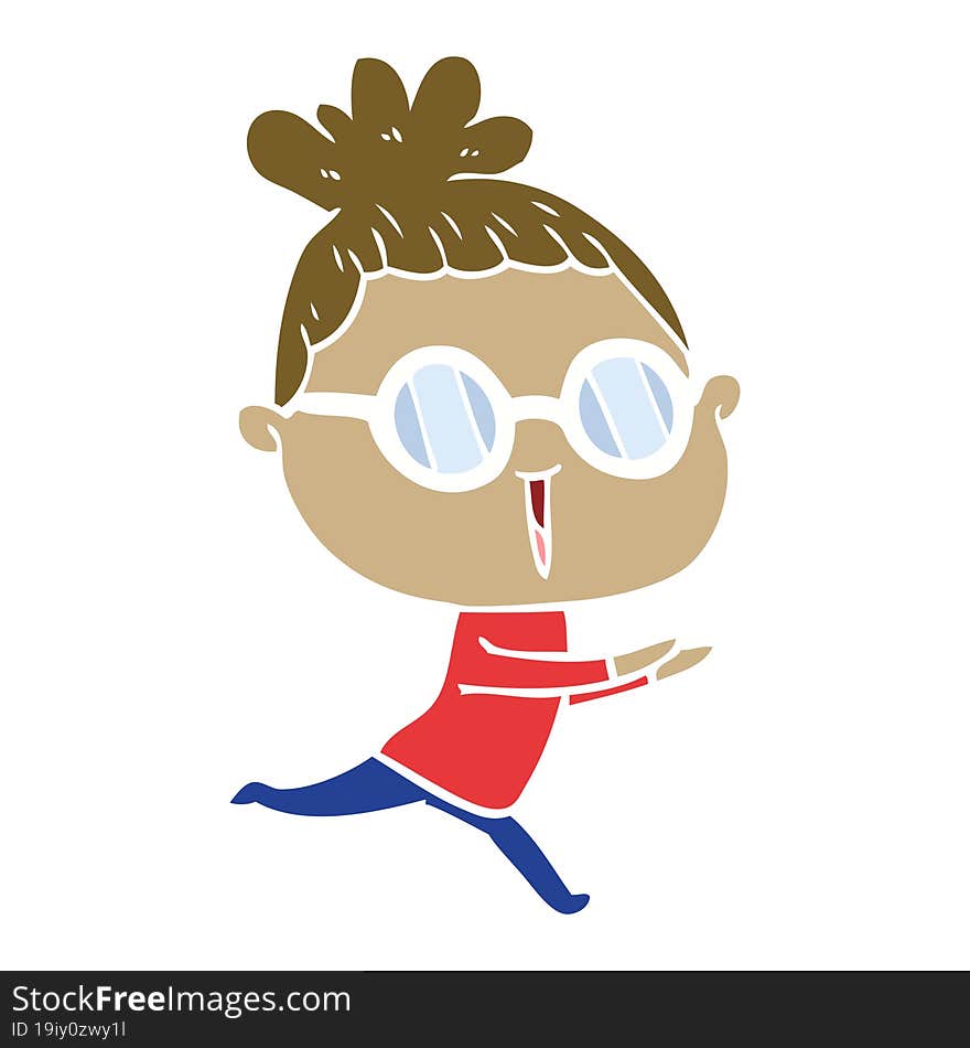 flat color style cartoon woman wearing spectacles