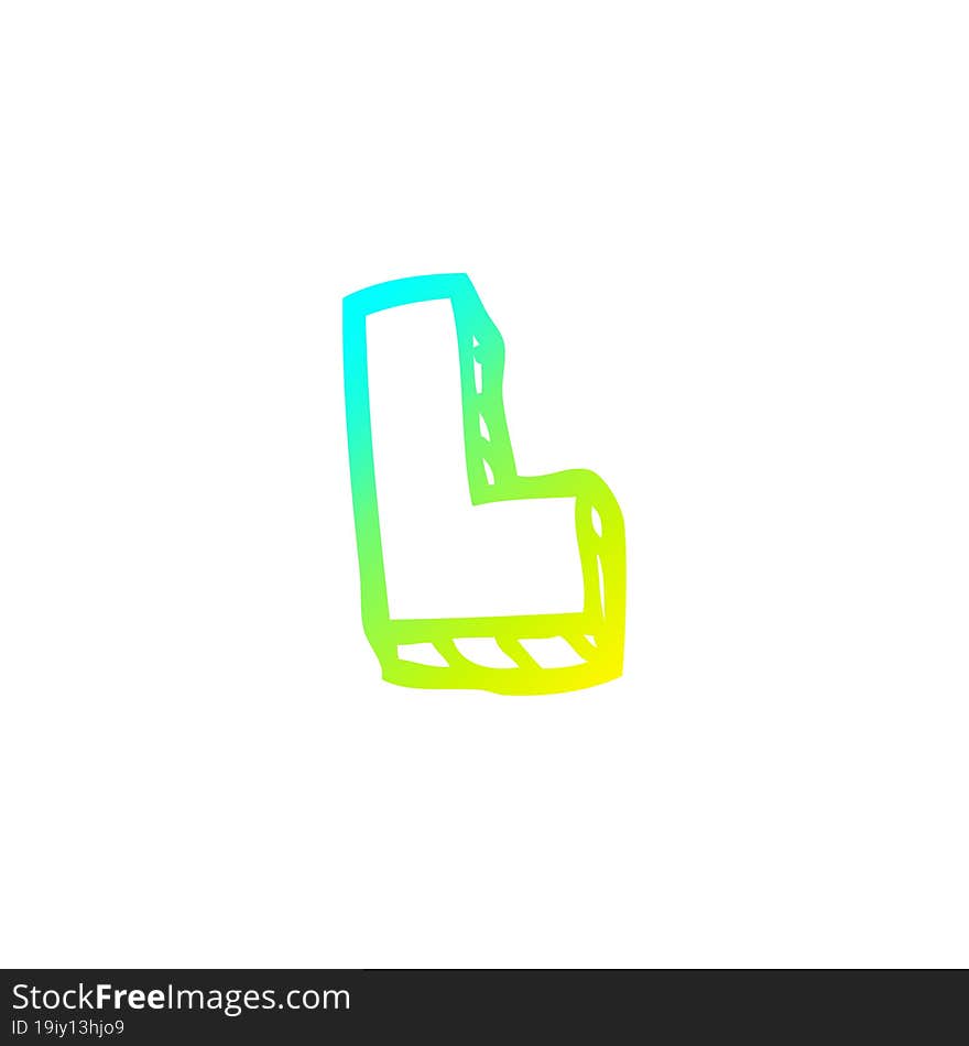 Cold Gradient Line Drawing Cartoon Letter L