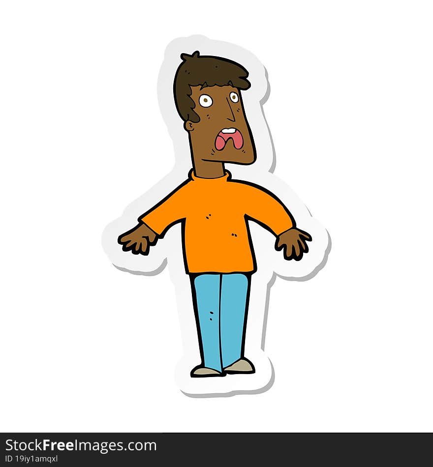 Sticker Of A Cartoon Terrified Man