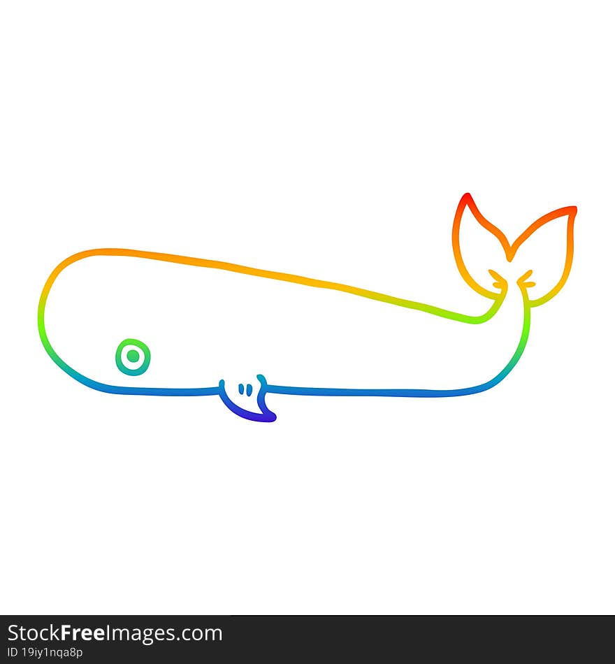 Rainbow Gradient Line Drawing Cartoon Whale