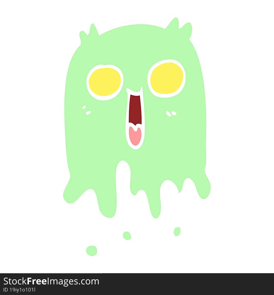 flat color illustration cartoon spooky ghost