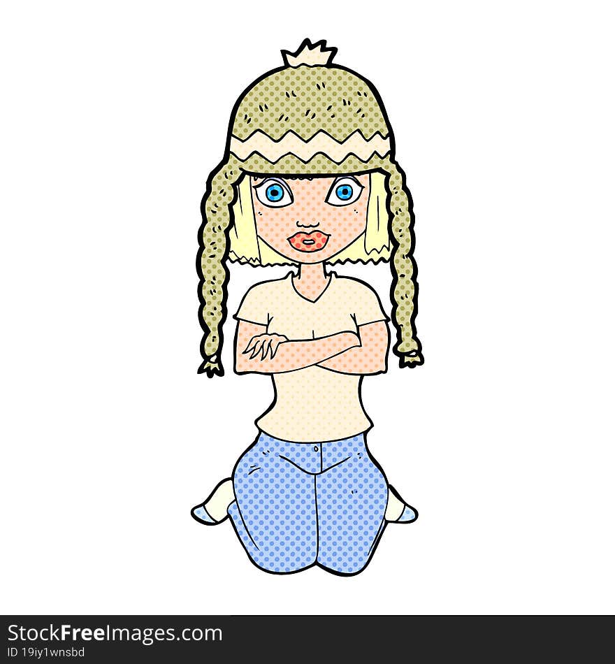 Cartoon Woman Wearing Hat