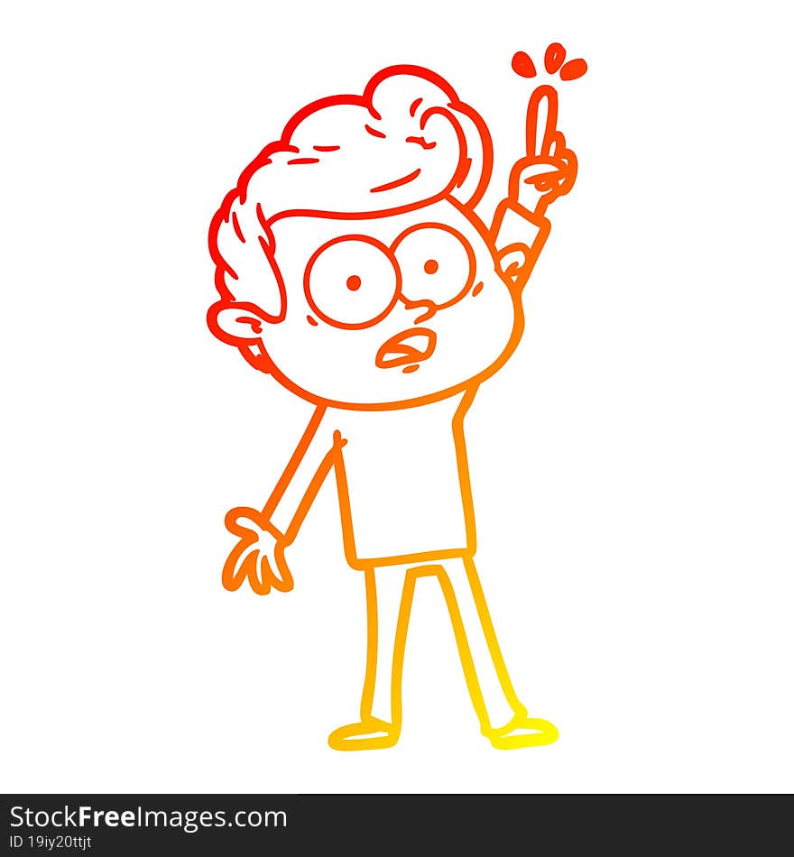 warm gradient line drawing cartoon staring man