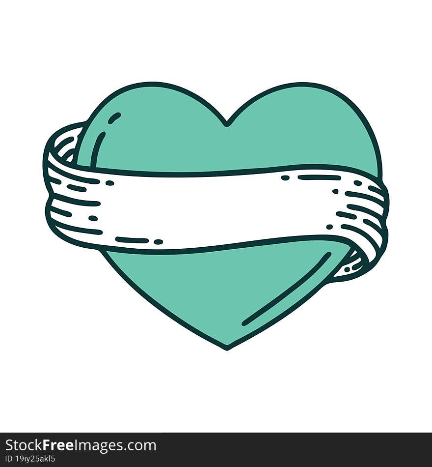 Tattoo Style Icon Of A Heart And Banner