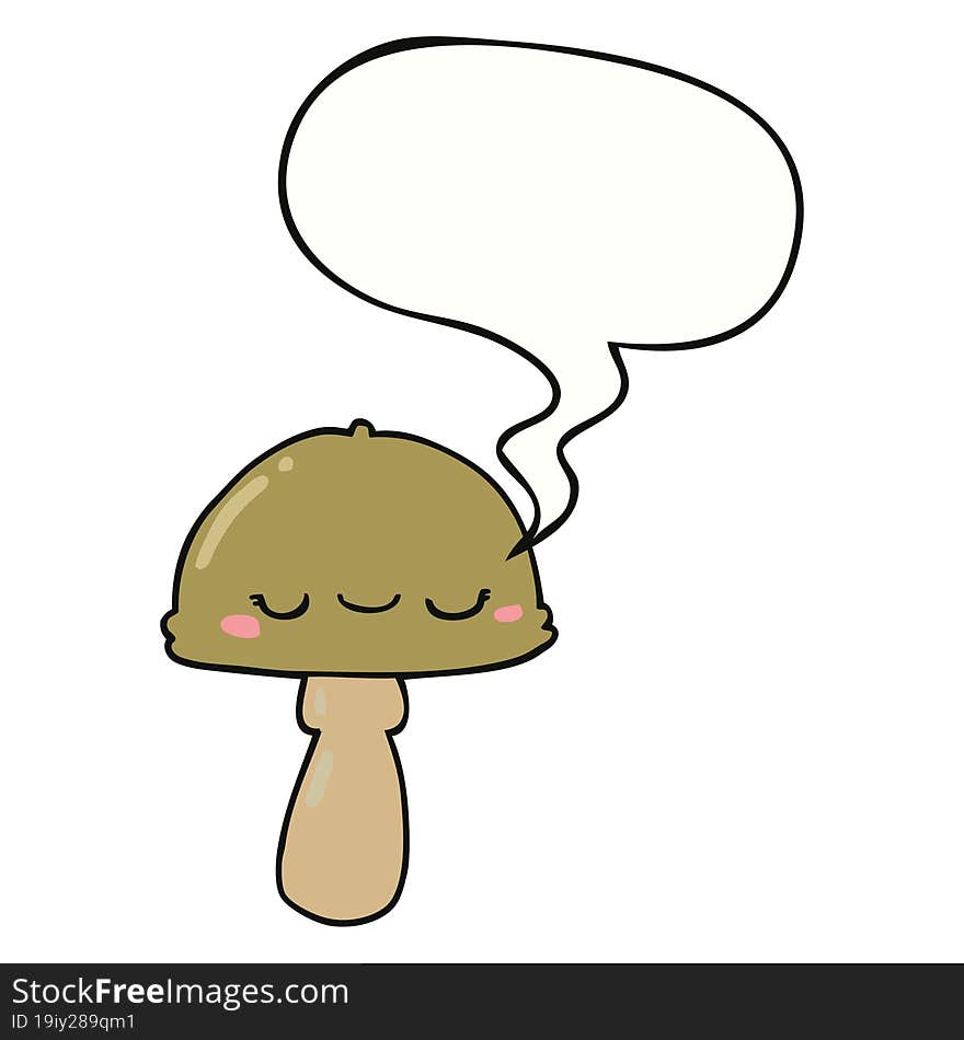 cartoon mushroom with speech bubble. cartoon mushroom with speech bubble