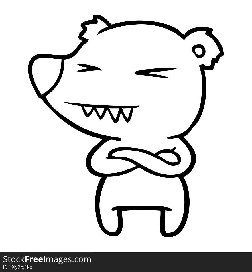 angry polar bear cartoon with folded arms. angry polar bear cartoon with folded arms