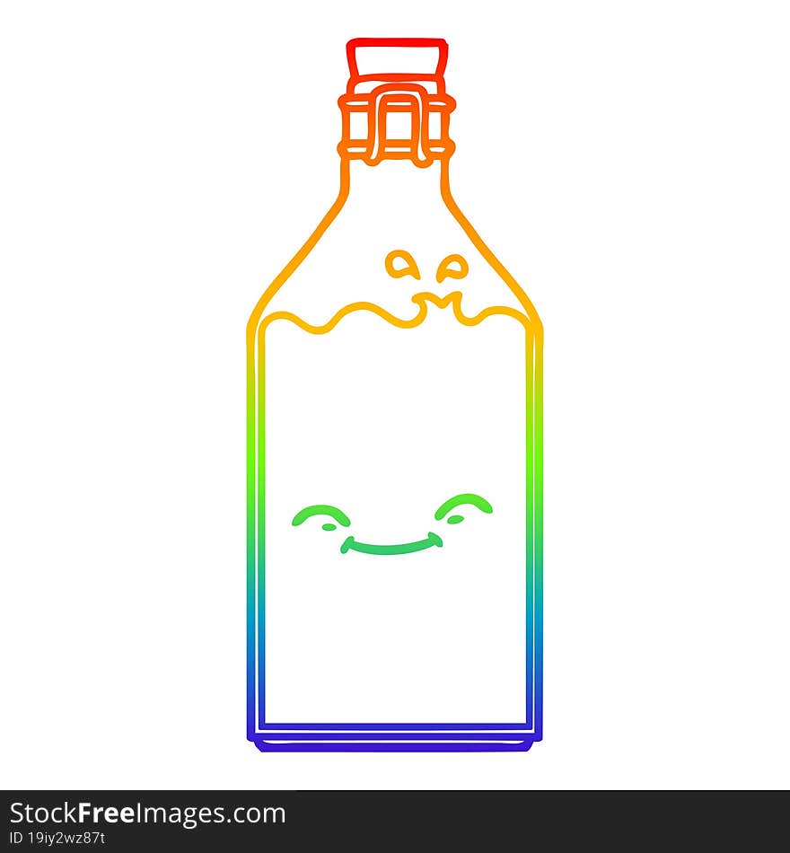 rainbow gradient line drawing cartoon old water bottle