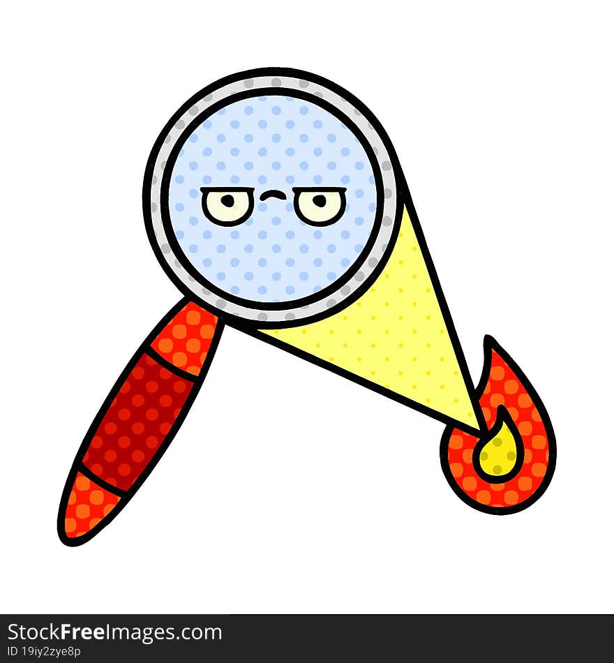 comic book style cartoon magnifying glass