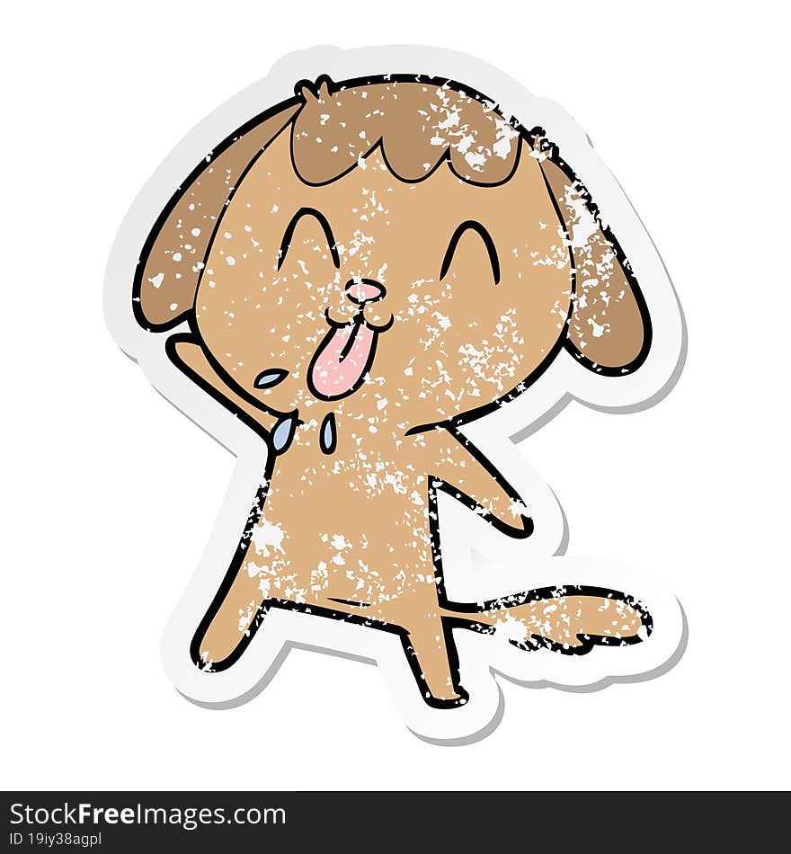 Distressed Sticker Of A Cute Cartoon Dog