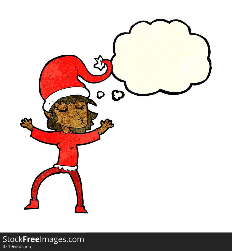 santa s helper cartoon with thought bubble