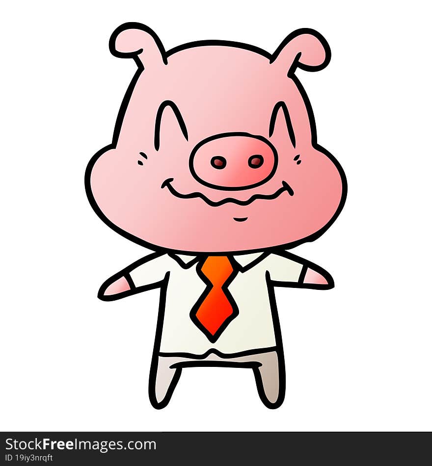 nervous cartoon pig boss. nervous cartoon pig boss