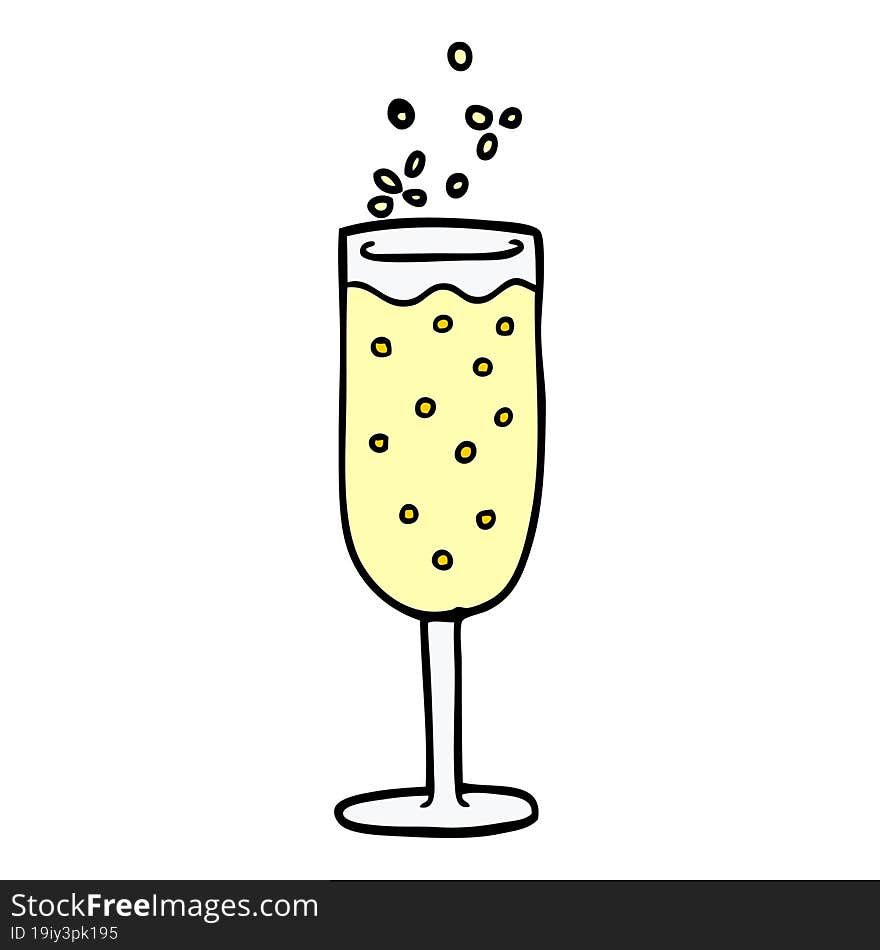 Cartoon Doodle Champagne Flute