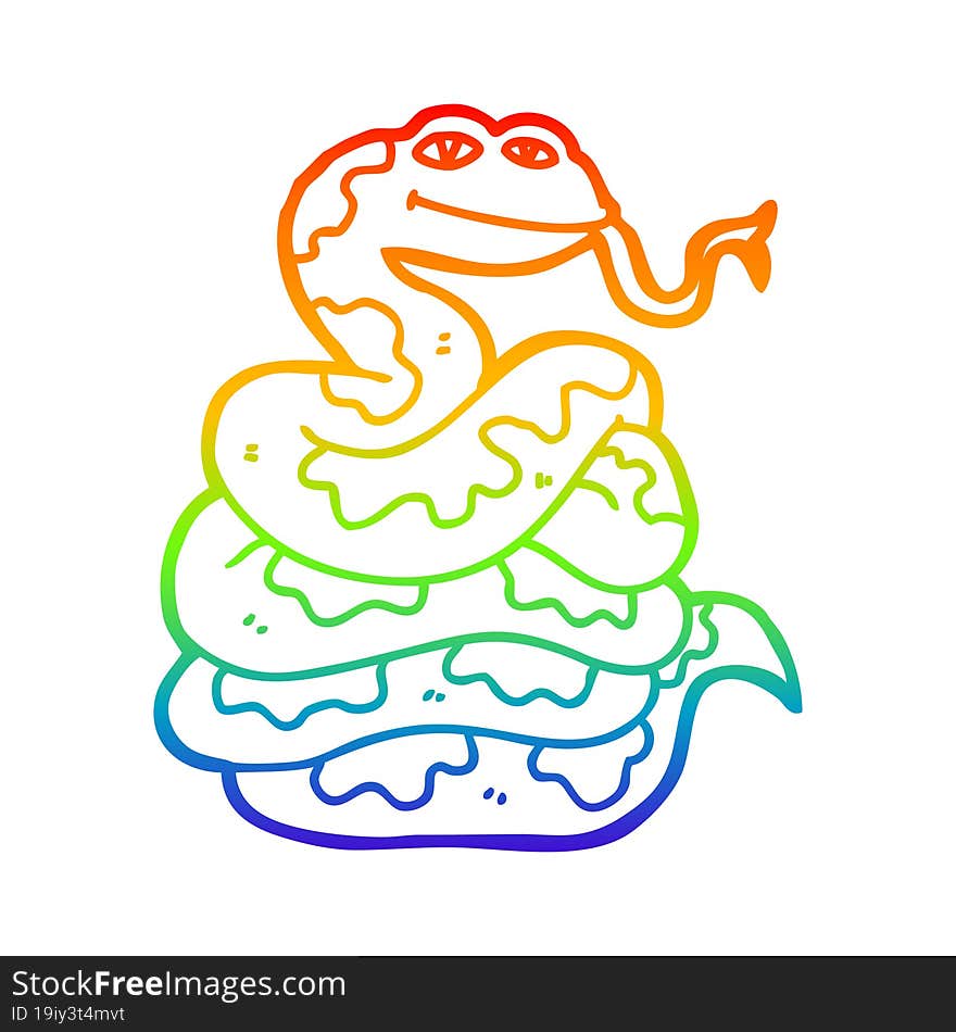 rainbow gradient line drawing cartoon snake