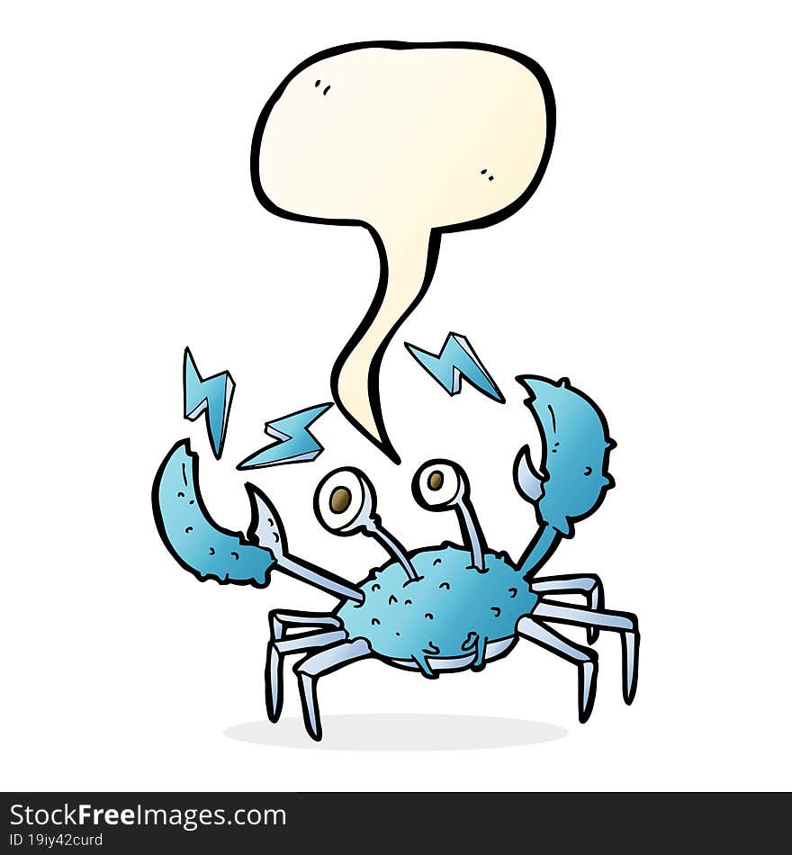 cartoon crab with speech bubble