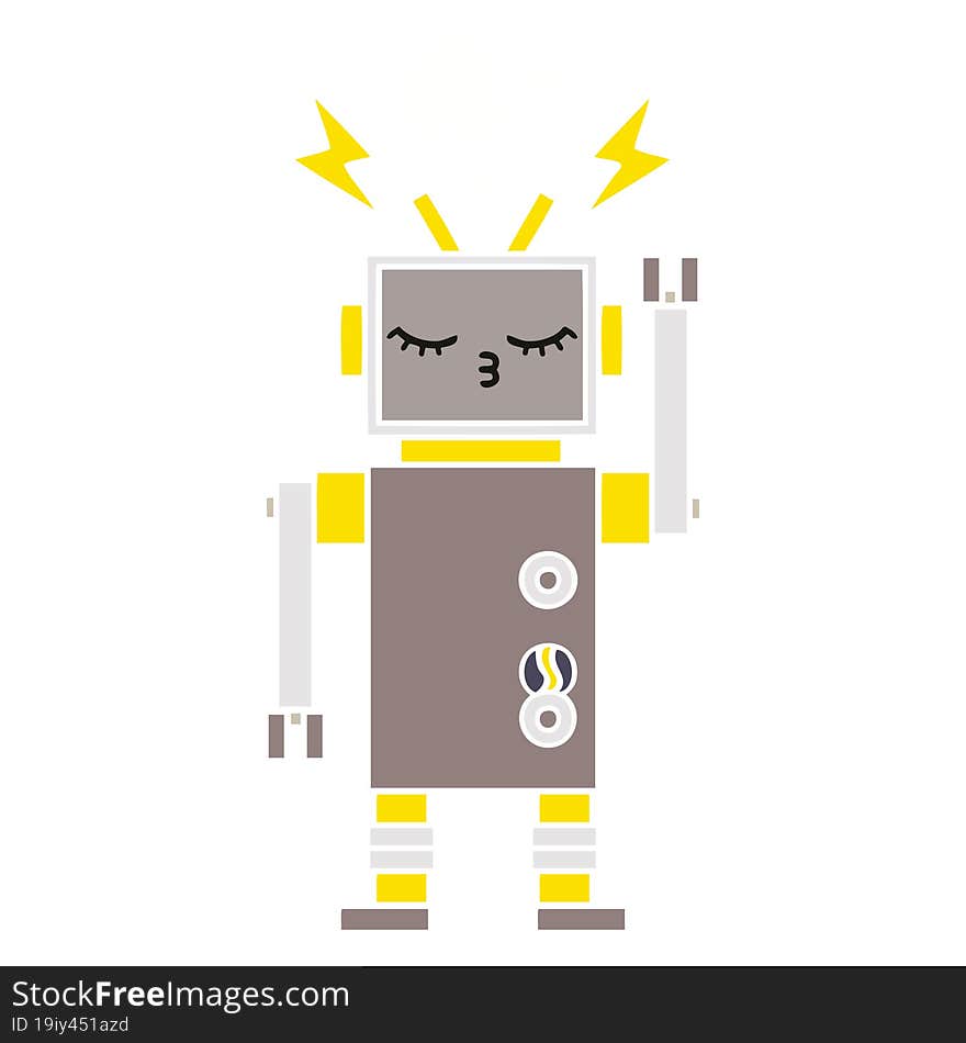 flat color retro cartoon of a robot