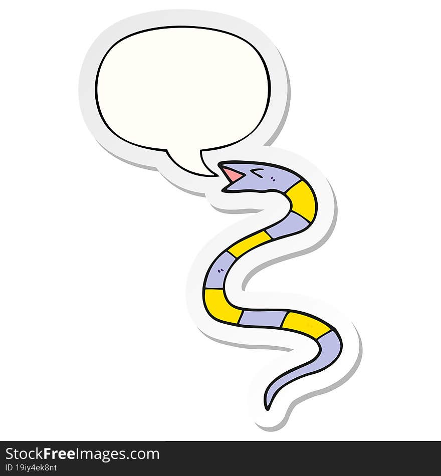 hissing cartoon snake with speech bubble sticker