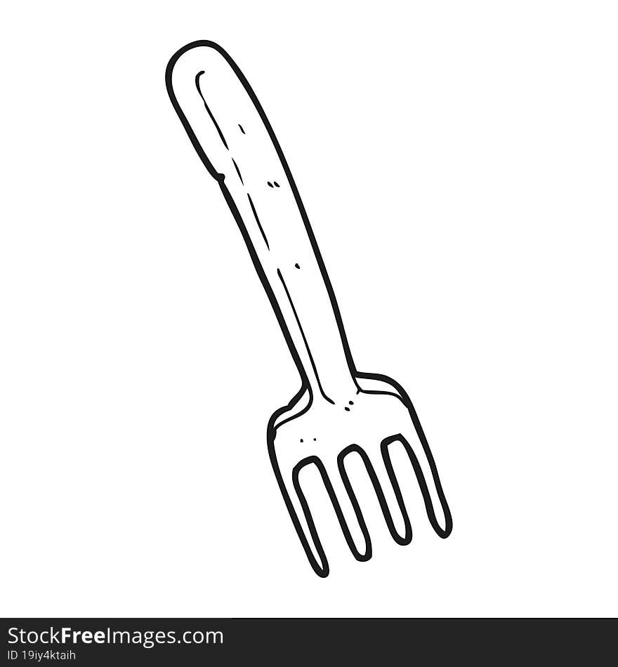 freehand drawn black and white cartoon fork