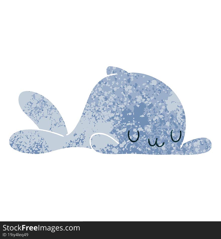 retro illustration style quirky cartoon whale. retro illustration style quirky cartoon whale