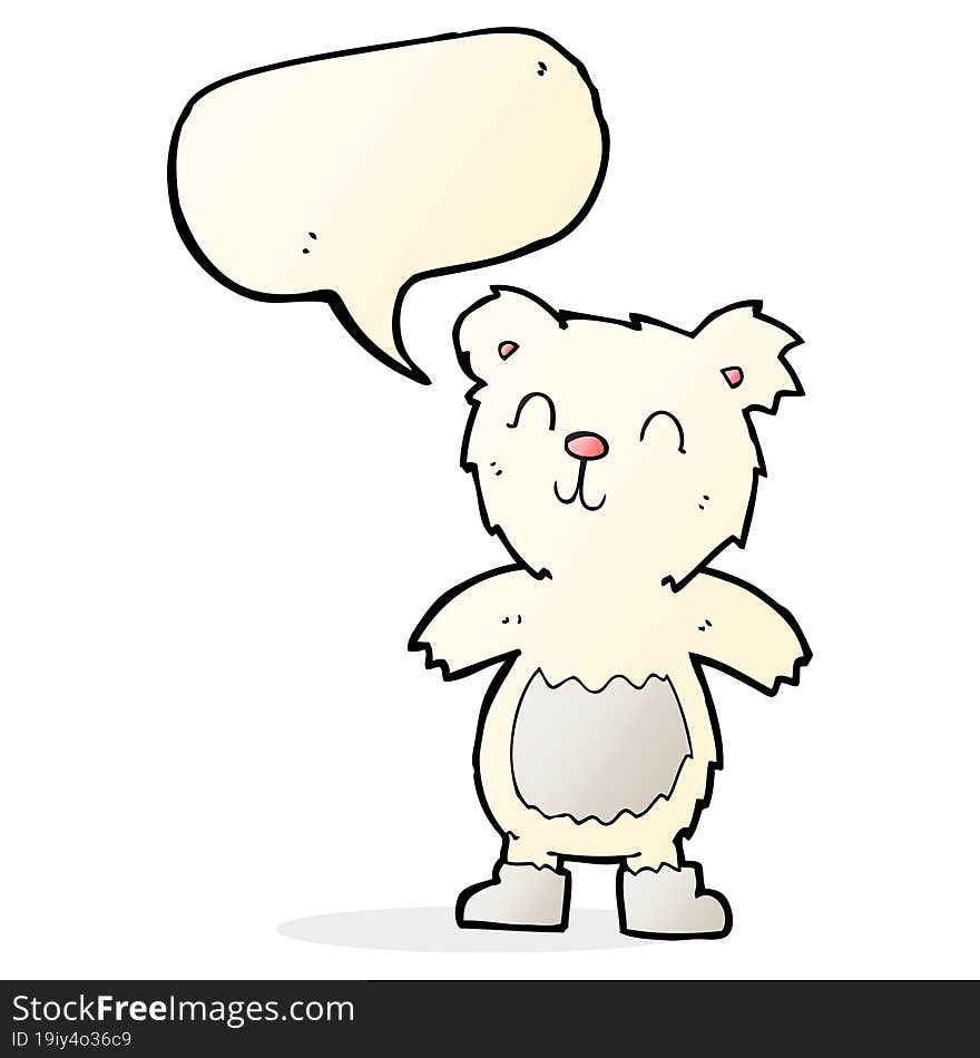 cartoon teddy polar bear with speech bubble