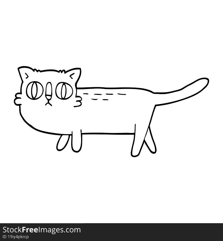 line drawing cartoon funny cat