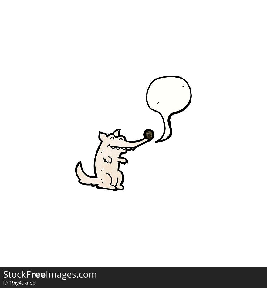 little wolf with speech bubble cartoon