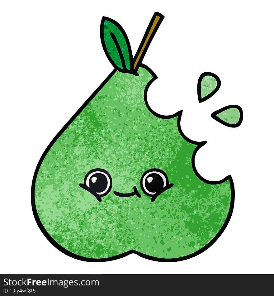 Retro Grunge Texture Cartoon Pear