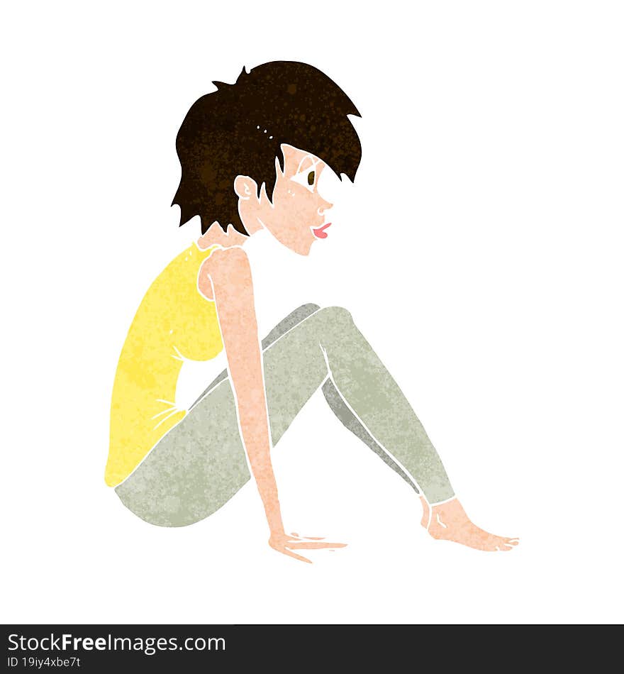 cartoon woman sitting