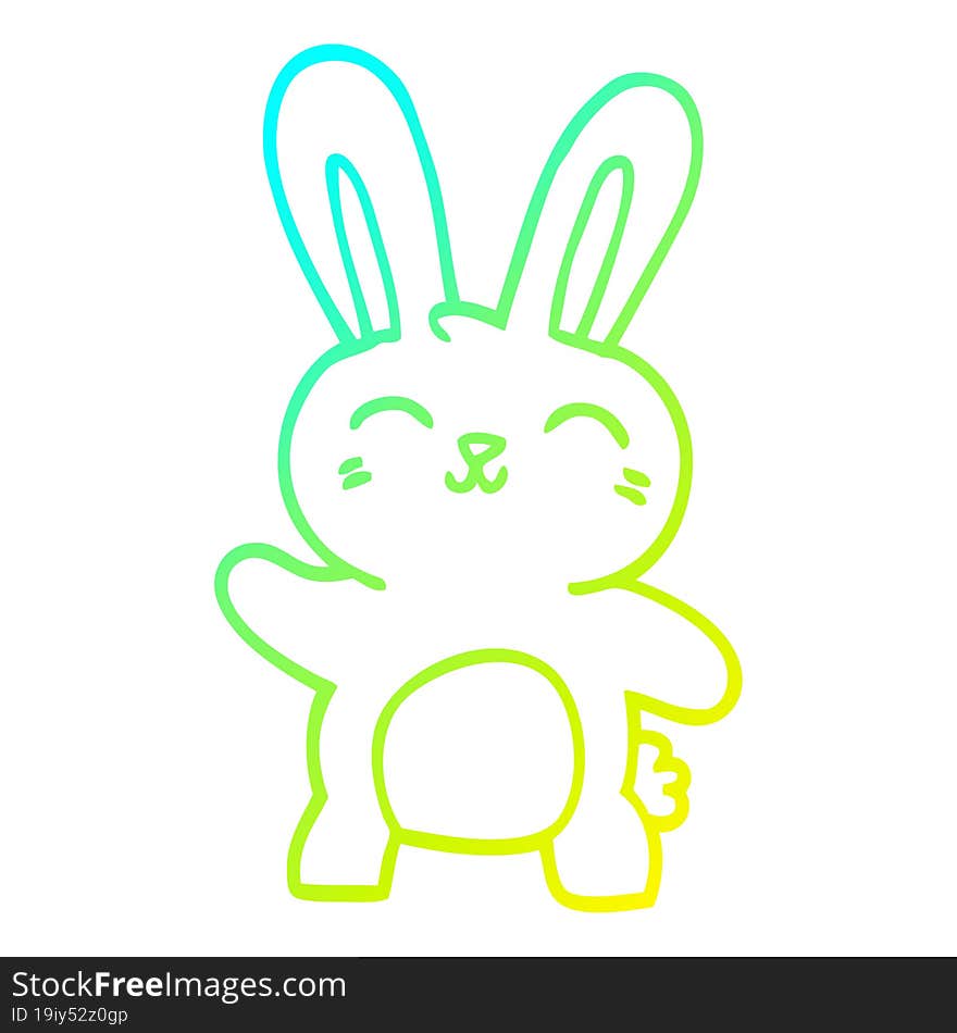 Cold Gradient Line Drawing Cartoon Happy Bunny