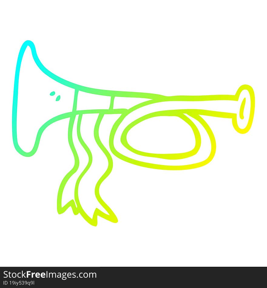 cold gradient line drawing cartoon metal trumpet