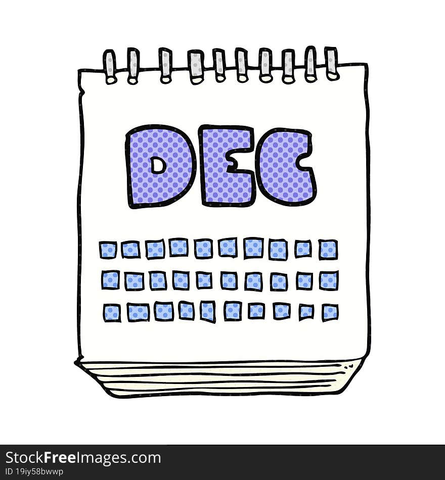 cartoon calendar showing month of december